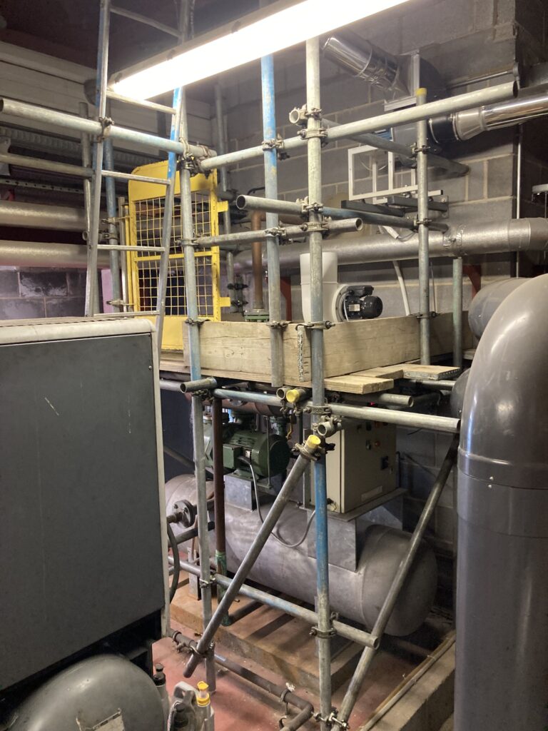 Access platforms in a plant room at the University of Lincoln for maintenance