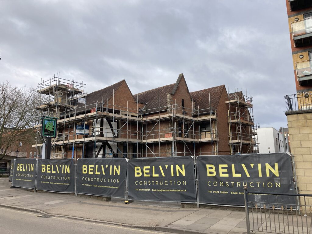Scaffolding on The Green Dragon in Lincoln