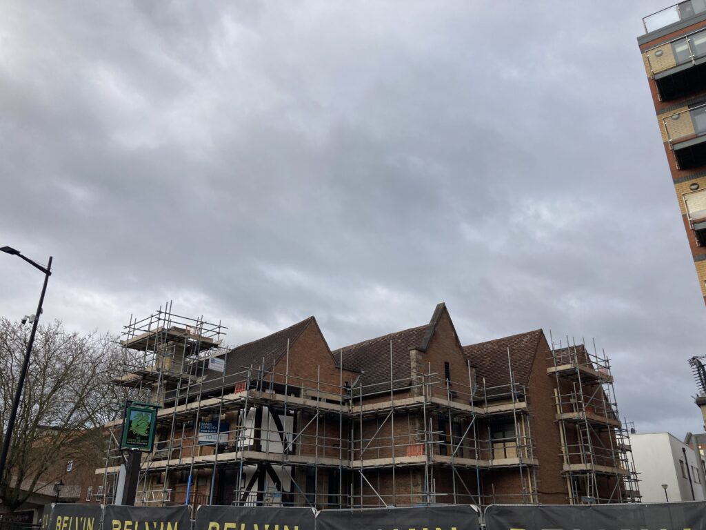 Scaffolding on The Green Dragon in Lincoln