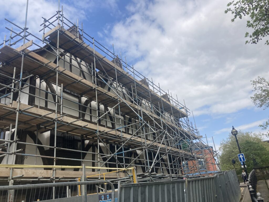 Scaffolding on The Green Dragon in Lincoln