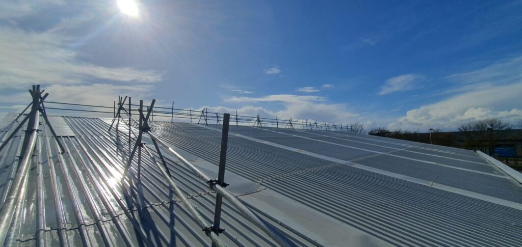 scaffolding on a roof in Lincoln