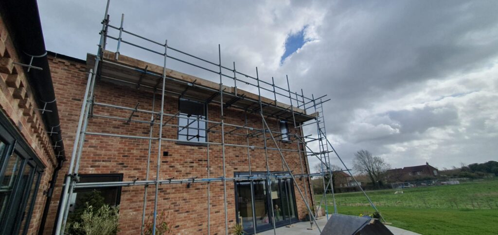 scaffolding for roof access on a house in Horncastle