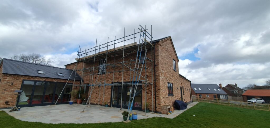 scaffolding for roof access on a house in Horncastle