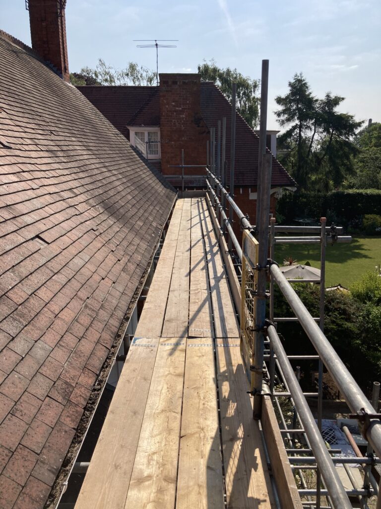 scaffolding to access a roof for solar panel installation